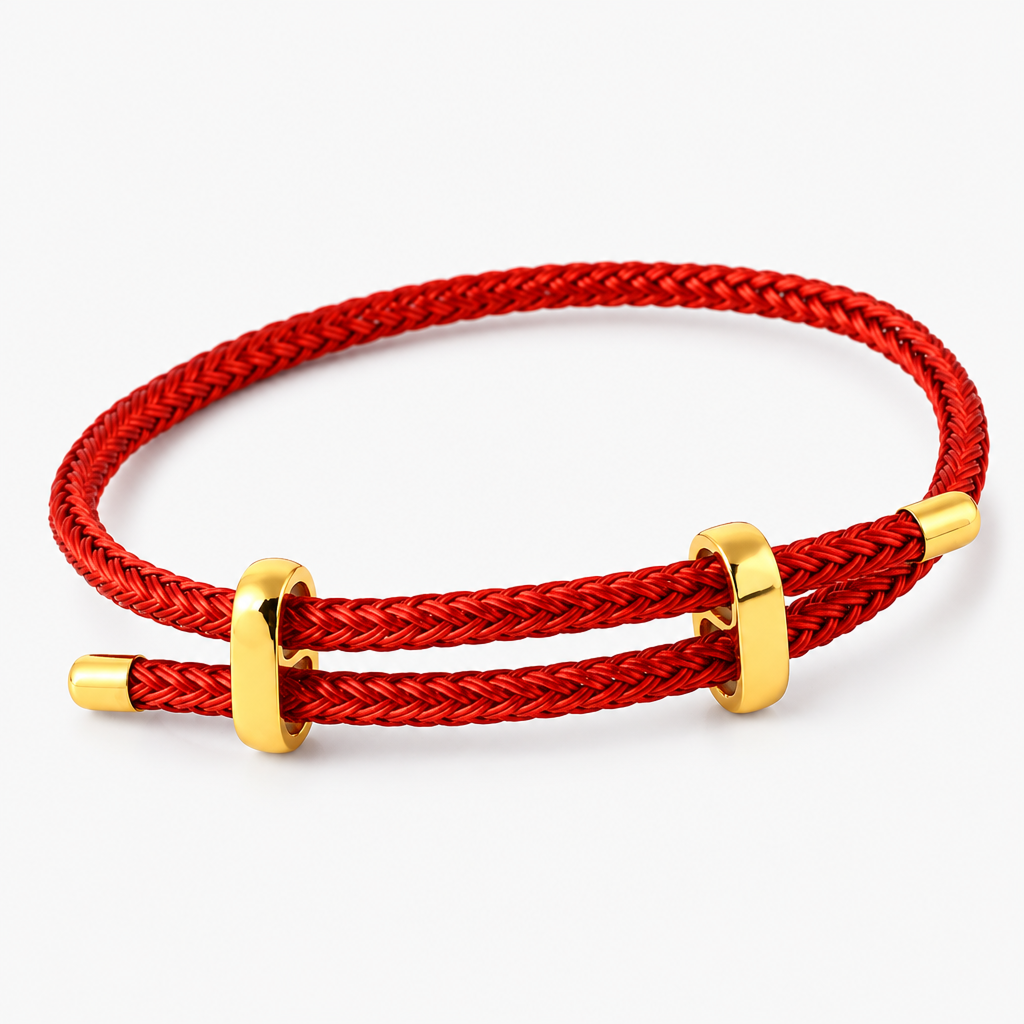 waterproof red string bracelet for women & men, adjustable braided stainless steel wire lucky rope bracelet with gold-tone clasp, valentine's day gift for couples