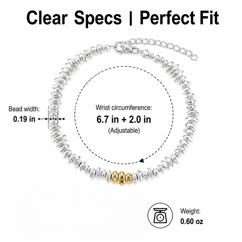 anti static bracelet for women men silver tone nugget bead bracelet irregular hematite stone shards strand stackable cute cheese nugget link chain winter static discharge jewelry light luxury minimalist birthday gift