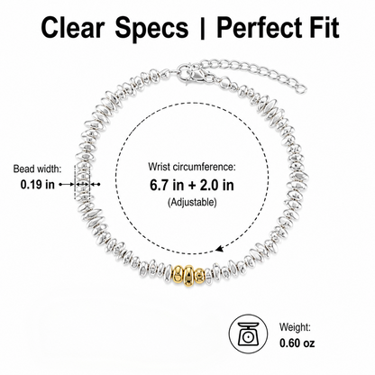 Anti Static Bracelet for Women Men Silver Tone Nugget Bead Bracelet Irregular Hematite Stone Shards Strand Stackable Cute Cheese Nugget Link Chain Winter Static Discharge Jewelry Light Luxury Minimalist Birthday Gift