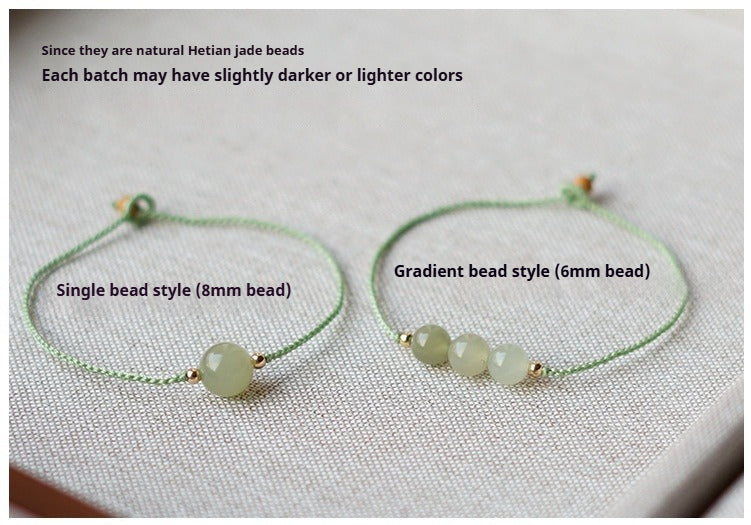 natural clear water gradient hetian jade handwoven braided anklet bracelet – elegant & simple jewelry