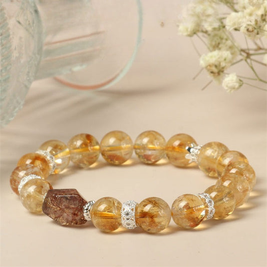 Natural Citrine Crystal Bracelet for Women – Luxury Irregular Super Seven Yellow Crystal Jewelry Gift - STAR8S