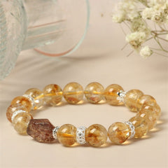 Natural Citrine Crystal Bracelet for Women – Luxury Irregular Super Seven Yellow Crystal Jewelry Gift