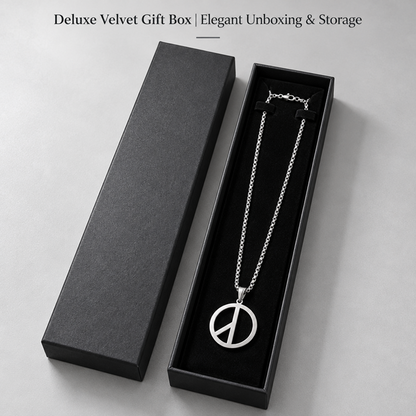 Men's Peace Sign Pendant Necklace Stainless Steel Box Chain Hip Hop Streetwear Vintage Anti-War Symbol Charm Pendant Jewelry Gift for Men Women Unisex