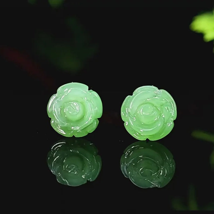 jade rose flower earrings