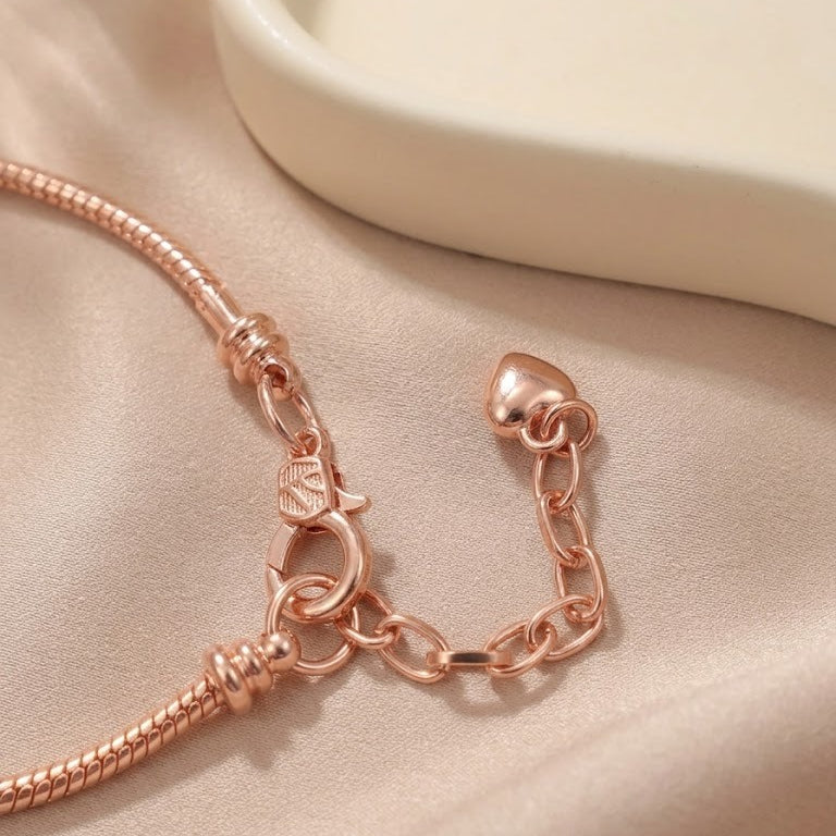 rose charm bracelet for women teen girls sweet rose flower heart pendant bangle layering beaded chain bracelet valentine's day birthday romantic jewelry gift for her