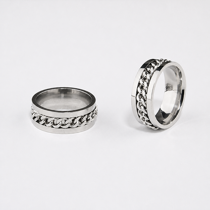 Waterproof Tarnish-Free Spinner Ring Necklace, Premium Titanium Steel Rotatable Chain Pendant, Durable Minimalist Hip Hop Streetwear Fidget Anxiety Relief Jewelry Gift