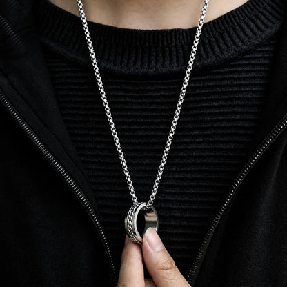 Waterproof Tarnish-Free Spinner Ring Necklace, Premium Titanium Steel Rotatable Chain Pendant, Durable Minimalist Hip Hop Streetwear Fidget Anxiety Relief Jewelry Gift