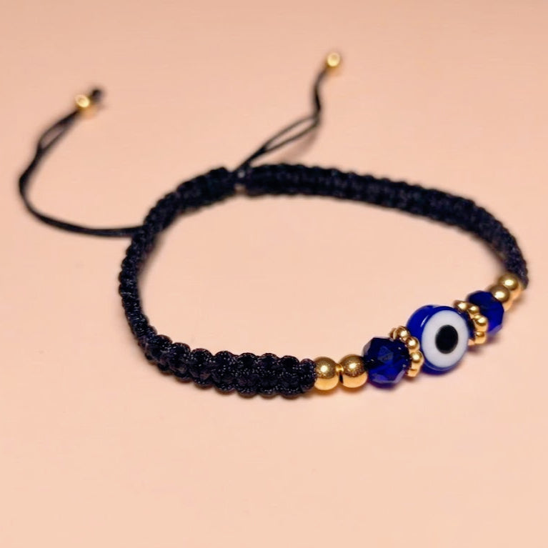 evil eye bracelet for protection handmade woven cord bracelet lucky blue eye amulet talisman jewelry adjustable braided string bracelet gift for men women friends