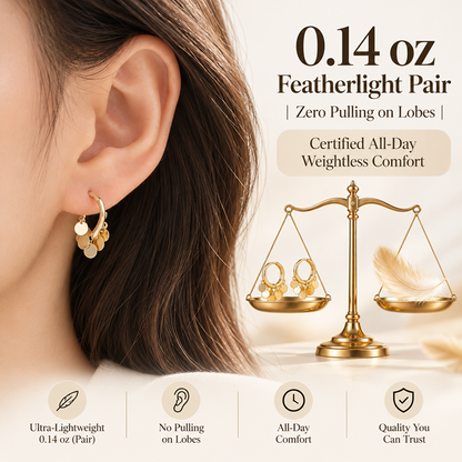 Women's Gold-Tone Electroplated Brass Disc Fringe Hoop Earrings