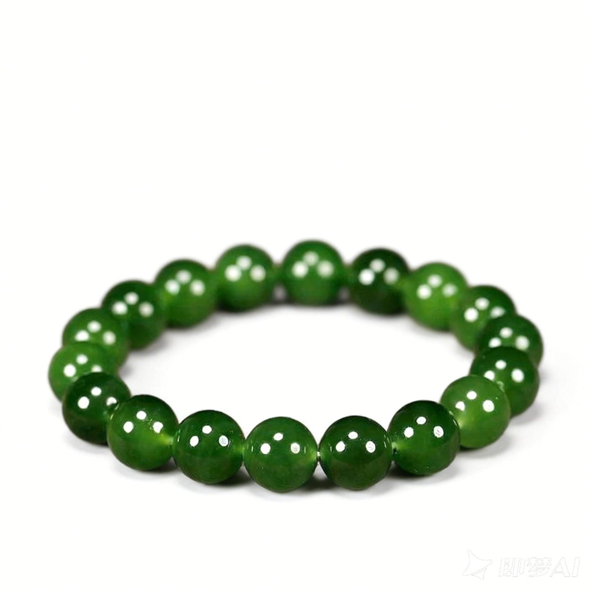 Spinach Green Hetian Jade Bracelet for Women - Elegant 10mm Bead Jewelry, Perfect Gift - STAR8S