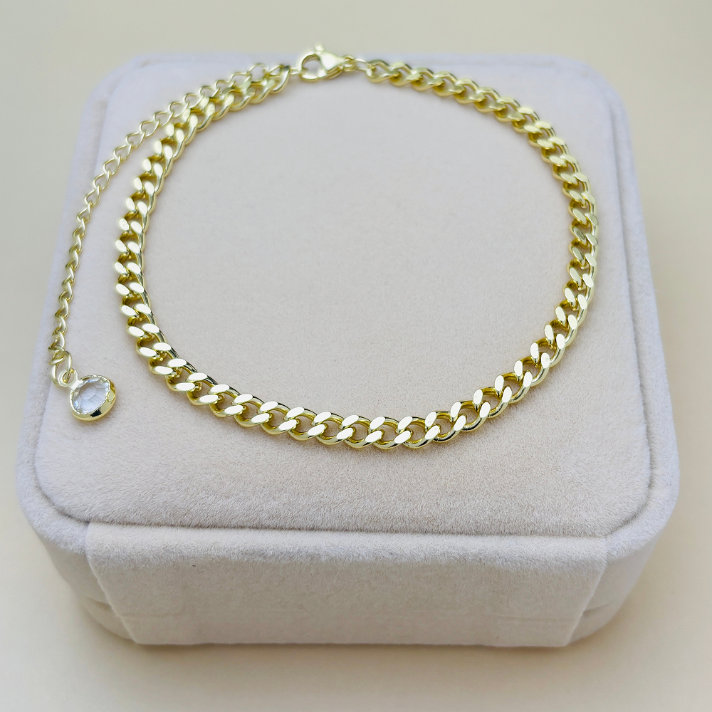 2-piece gold-tone cuban and figaro anklet set for women, electroplated stainless steel adjustable chain ankle bracelets