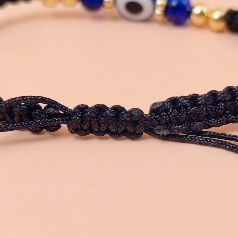 evil eye bracelet for protection handmade woven cord bracelet lucky blue eye amulet talisman jewelry adjustable braided string bracelet gift for men women friends