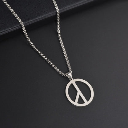 Men's Peace Sign Pendant Necklace Stainless Steel Box Chain Hip Hop Streetwear Vintage Anti-War Symbol Charm Pendant Jewelry Gift for Men Women Unisex