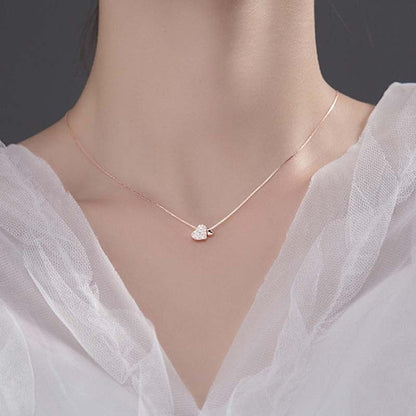 Double Heart Zircon Necklace - Simple & Elegant Copper Pendant for Women - STAR8S
