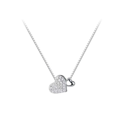 Double Heart Zircon Necklace - Simple & Elegant Copper Pendant for Women - STAR8S