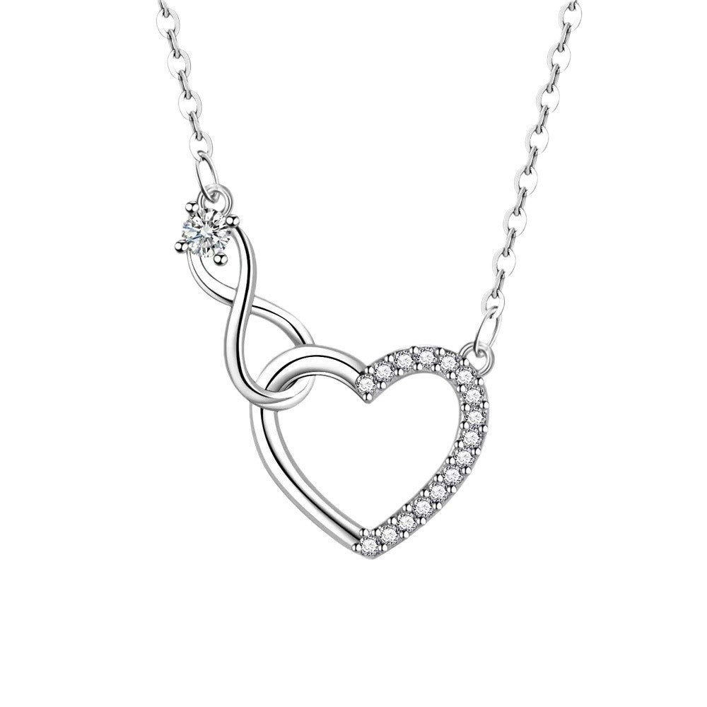 Double Heart Zircon Necklace - Simple & Elegant Copper Pendant for Women - STAR8S