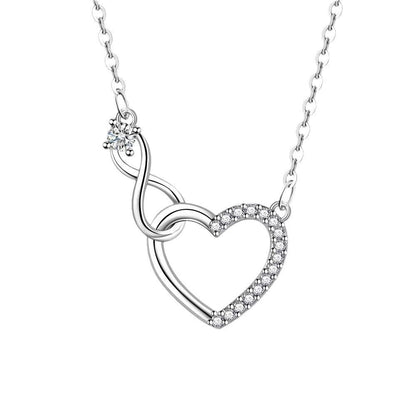 Double Heart Zircon Necklace - Simple & Elegant Copper Pendant for Women - STAR8S