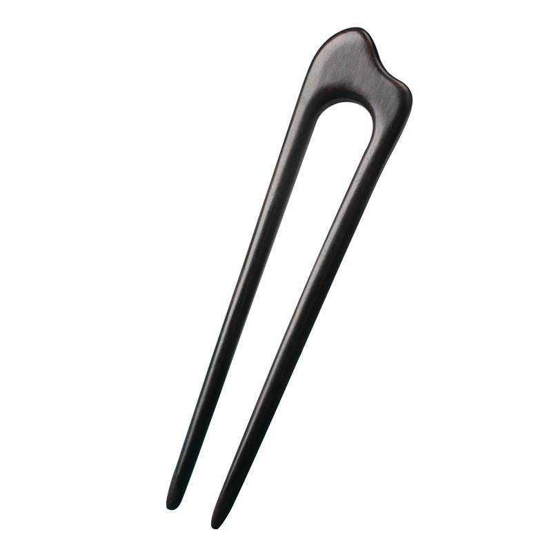double prong u shaped ebony hairpin for vintage bun gift wife - star8s