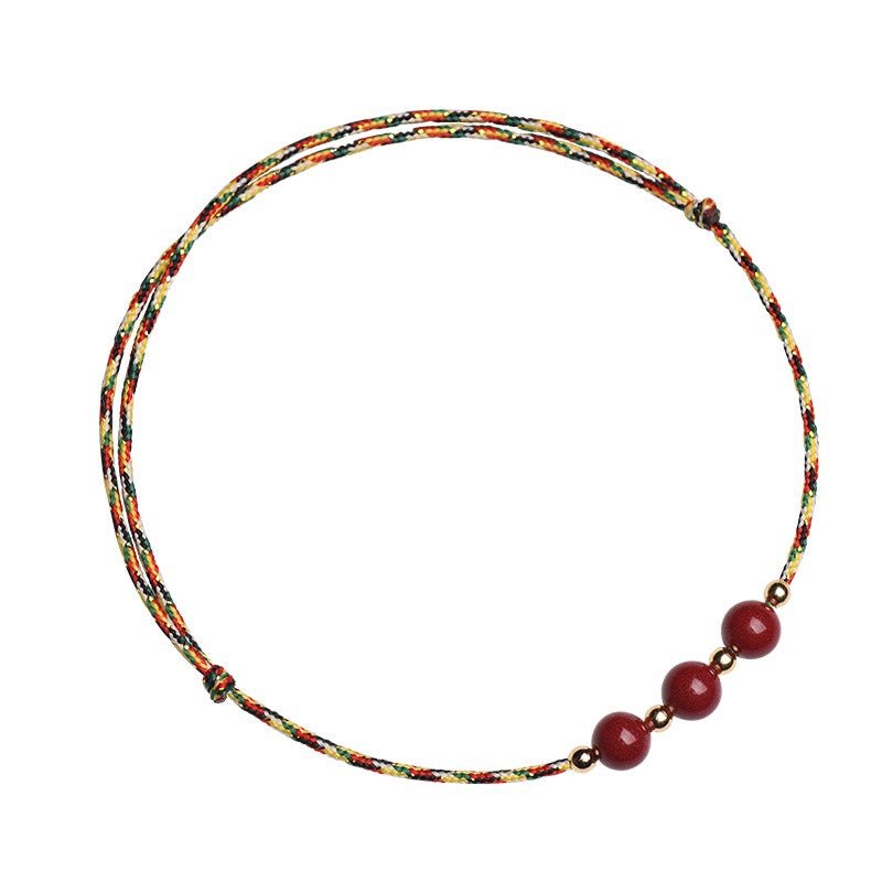 dragon boat festival five‑color cinnabar anklet & bracelet – natural red thread for couples & kids - star8s