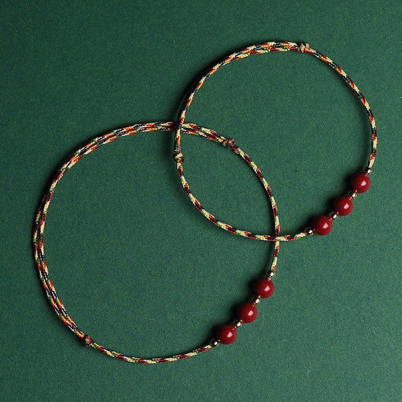 dragon boat festival five‑color cinnabar anklet & bracelet – natural red thread for couples & kids - star8s
