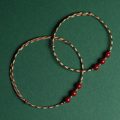 Dragon Boat Festival Five‑Color Cinnabar Anklet & Bracelet – Natural Red Thread for Couples & Kids - STAR8S