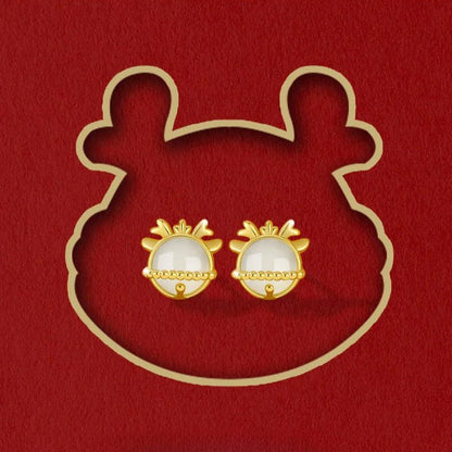 Dragon Pierced Ear Studs - Hetian Jade 925 Silver This Animal Year Earrings | STAR8S - STAR8S