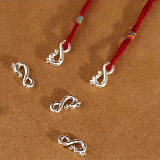 Dragon Red String Bracelet for Women – Handmade Pure Silver Dragon Charm Bracelet Elegant - STAR8S