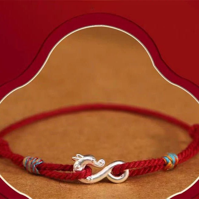 Dragon Red String Bracelet for Women – Handmade Pure Silver Dragon Charm Bracelet Elegant - STAR8S
