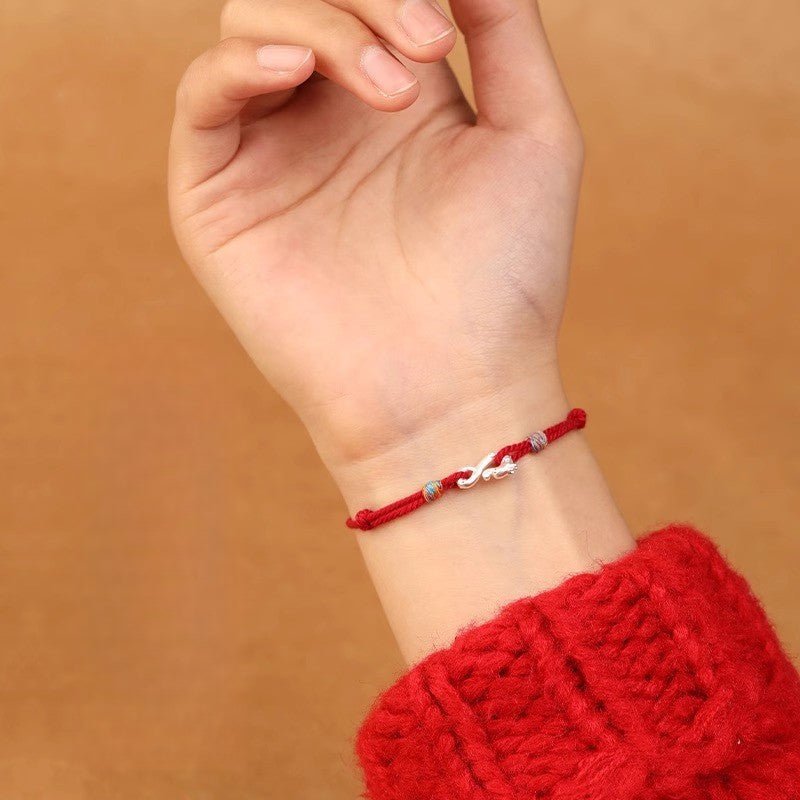 dragon red string bracelet for women – handmade pure silver dragon charm bracelet elegant - star8s