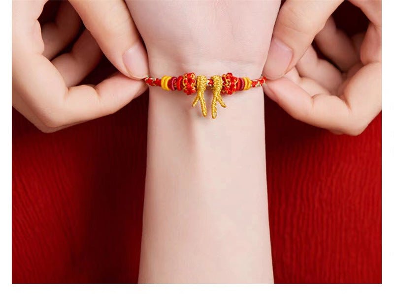 Dragon Year Red String Bracelet - Dragon Charm Red Bracelet for Women – Perfect Lunar New Year Gift, Adjustable & Handmade - STAR8S