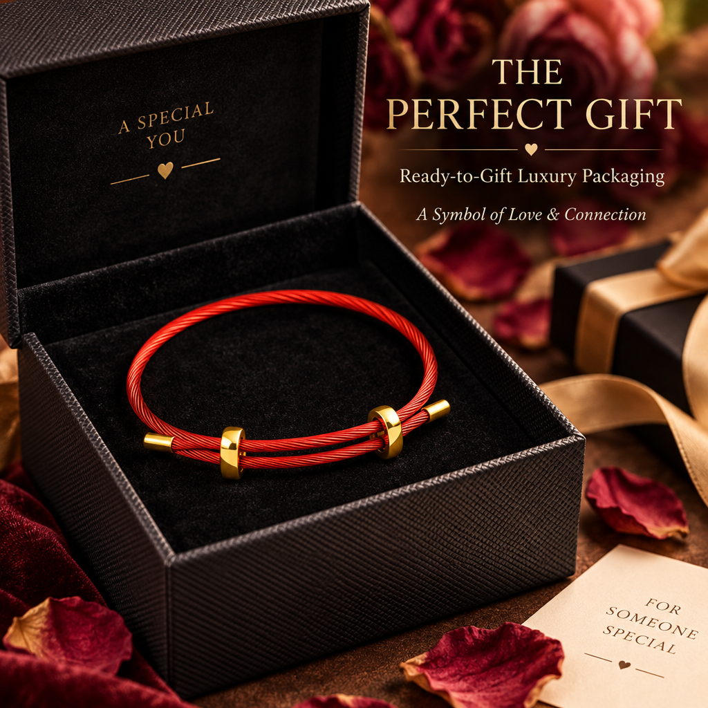 adjustable red multi-strand steel cable bracelet for men and women, minimalist wire rope wristband with gold-color slider clasps, 9.5 inch maximum length, lightweight modern layering accessory for everyday wear, casual gift for him or her