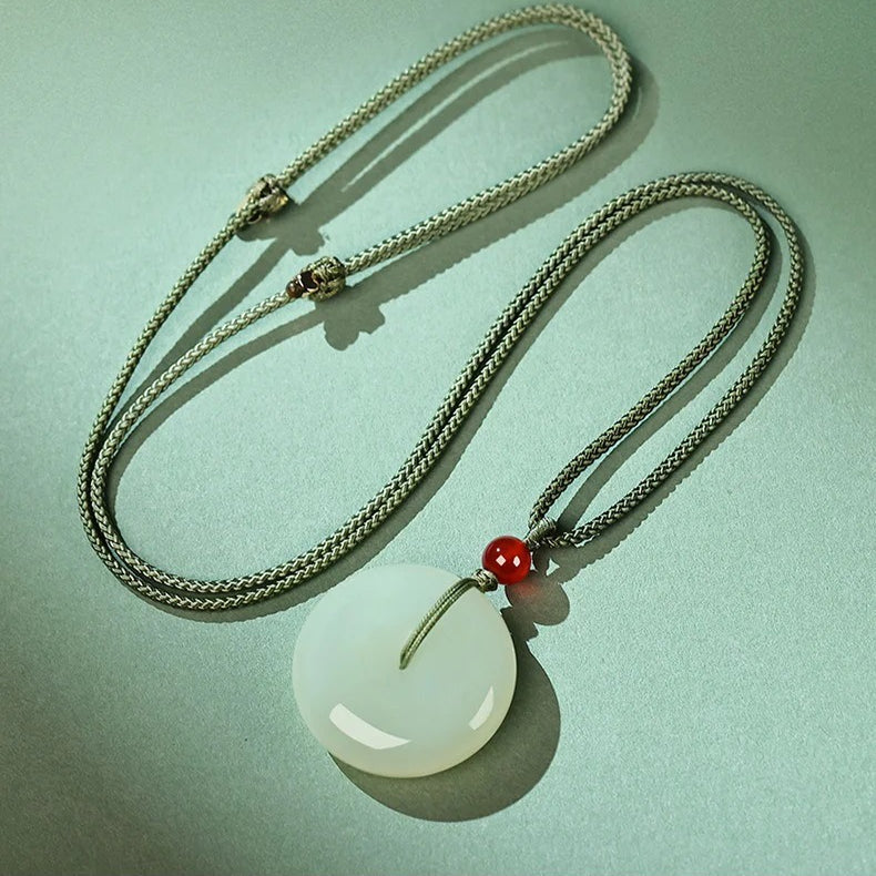 natural hetian jade ping an pendant necklace