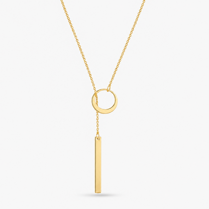 Minimalist Circle and Vertical Bar Lariat Necklace for Women Dainty Long Drop Y Necklace Gold Tone Geometric Clavicle Collarbone Chain Edgy Punk Elegant Layering Jewelry Birthday Anniversary Gift for Her