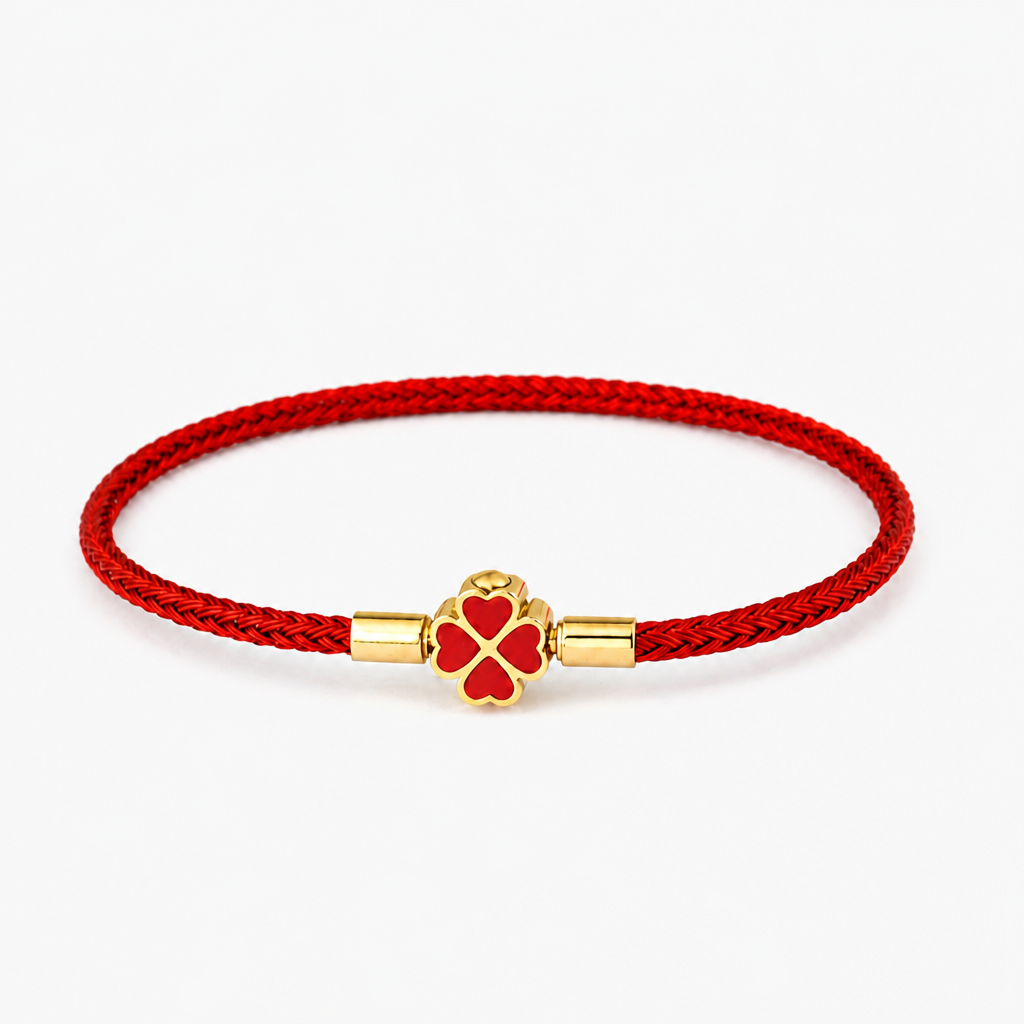 3mm four leaf clover wire rope bracelet stainless steel enamel lucky charm bangle waterproof braided cord jewelry gift for women