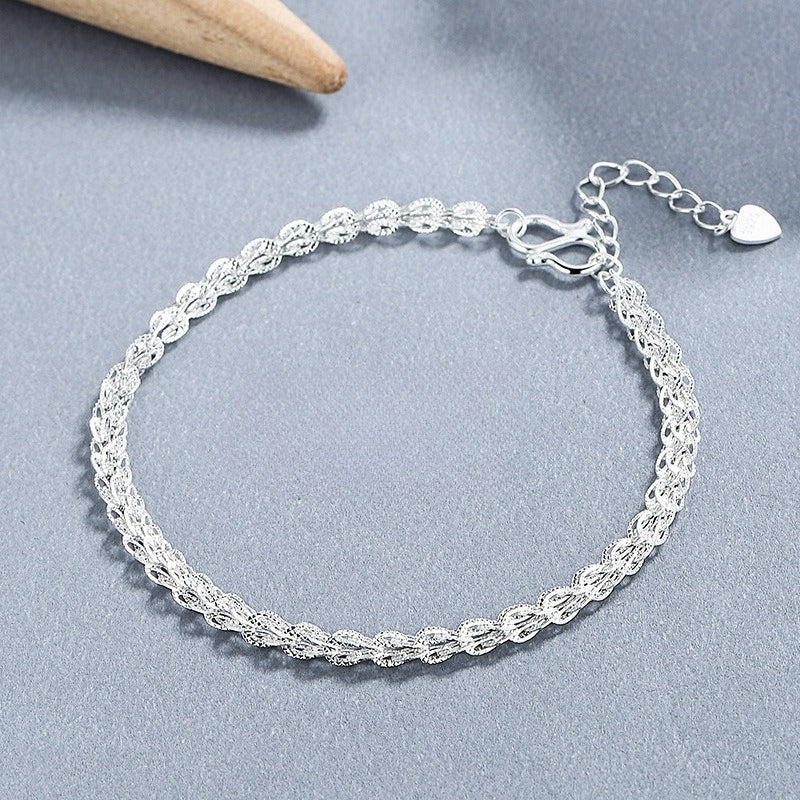 phoenix tail bracelet for women delicate hand woven textured link chain vintage filigree foxtail braided wristband adjustable extension extender line daily dainty fashion costume jewelry gift for her 6g