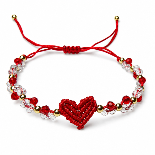 handmade red string bracelet for women girlfriend couples matching woven macrame heart charm bracelet crystal beaded adjustable rope anniversary valentine's day romantic love jewelry gift with card