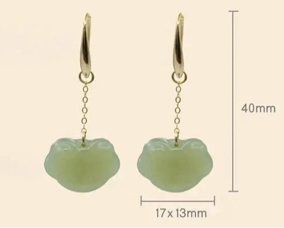 antique jade earrings: hetian auspicious clouds 925 silver