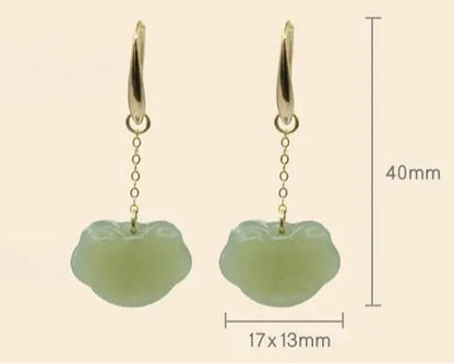 Antique Jade Earrings: Hetian Auspicious Clouds 925 Silver