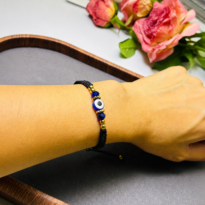Evil Eye Bracelet for Protection Handmade Woven Cord Bracelet Lucky Blue Eye Amulet Talisman Jewelry Adjustable Braided String Bracelet Gift for Men Women Friends