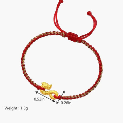 Dragon Year Red String Bracelet - Handmade Adjustable Zodiac Bracelet with Dragon Charm for Good Luck - Couples Hand Rope - Symbol of Luck & Prosperity - Perfect Gift for Chinese New Year