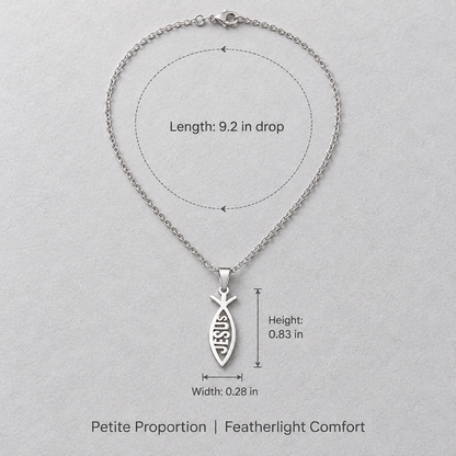 Unisex Stainless Steel Jesus Fish Pendant Necklace with Lobster Clasp