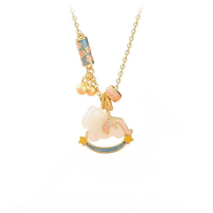 Chinese Zodiac Horse Jade S925 Silver Necklace