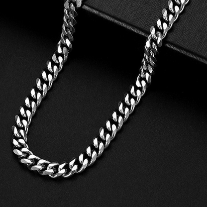 Titanium Steel Cuban Link Chain Necklace for Men Women Unisex 8mm Silver Color 6-Sided Diamond Cut Curb Link Chain Streetwear Hip Hop High Street Heavy Duty Necklaces