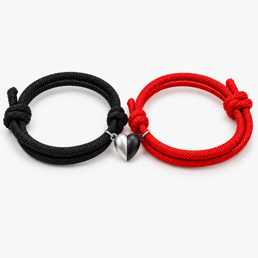 Magnetic Couples Bracelets Matching Heart Mutual Attraction Rope Braided Bracelet Set for Boyfriend Girlfriend Long Distance Relationship Friendship Jewelry Gift for Best Friend