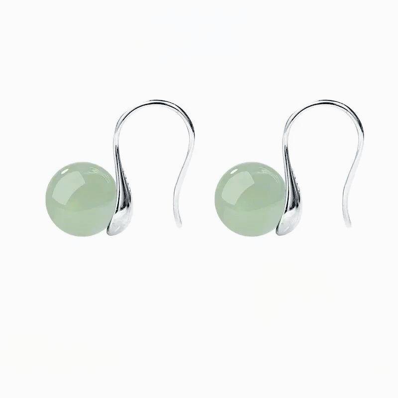 ice green jade silver earrings