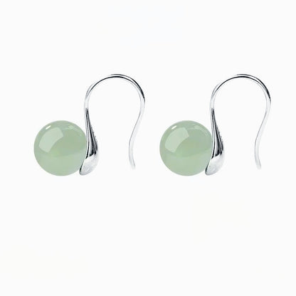 Ice Green Jade Silver Earrings