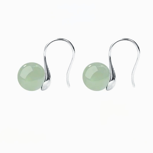 Ice Green Jade Silver Earrings