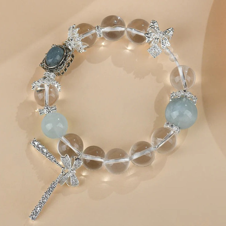 aquamarine crystal bracelet with butterfly charms | elegant women’s fashion jewelry - star8s
