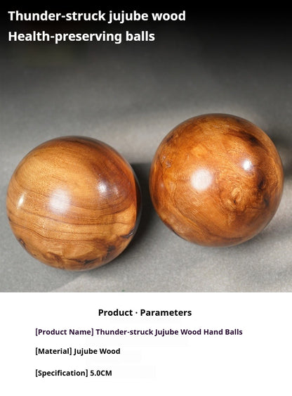 Lightning-Struck Jujube Wood Massage Ball – Hand-Carved Health Ball for Elderly, Natural Wooden Wellness Gift