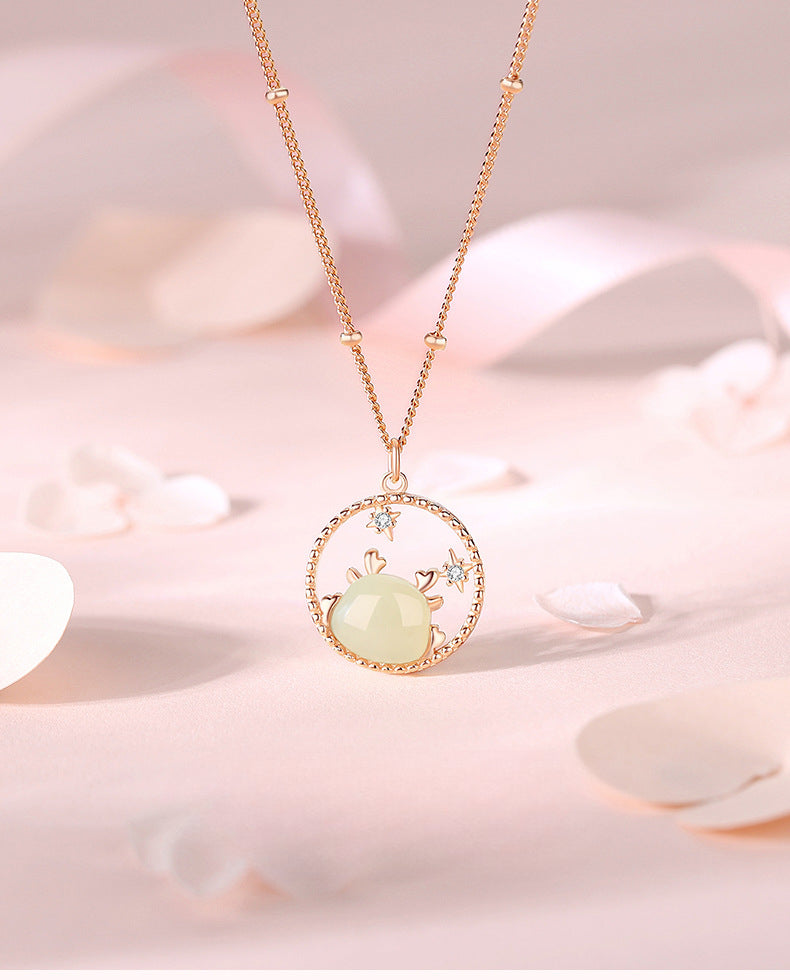 Real Jade Necklace - 925 Silver Gold Plated Dragon Hetian Pendant | STAR8S